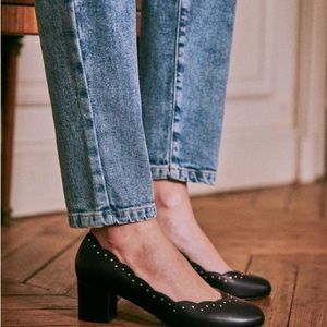Sezane Palermo Mid Height Black Pumps Size 38 (Fit 7)